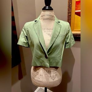 Maison d’Amélie Anthropologie Cropped Linen Blend Jacket EUC